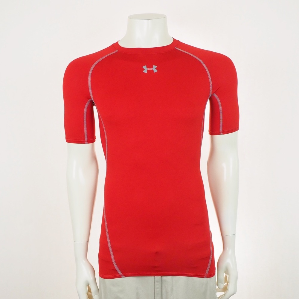 Under Armour HeatGear Compression Tee Shirt Mens Small Red Training Workout